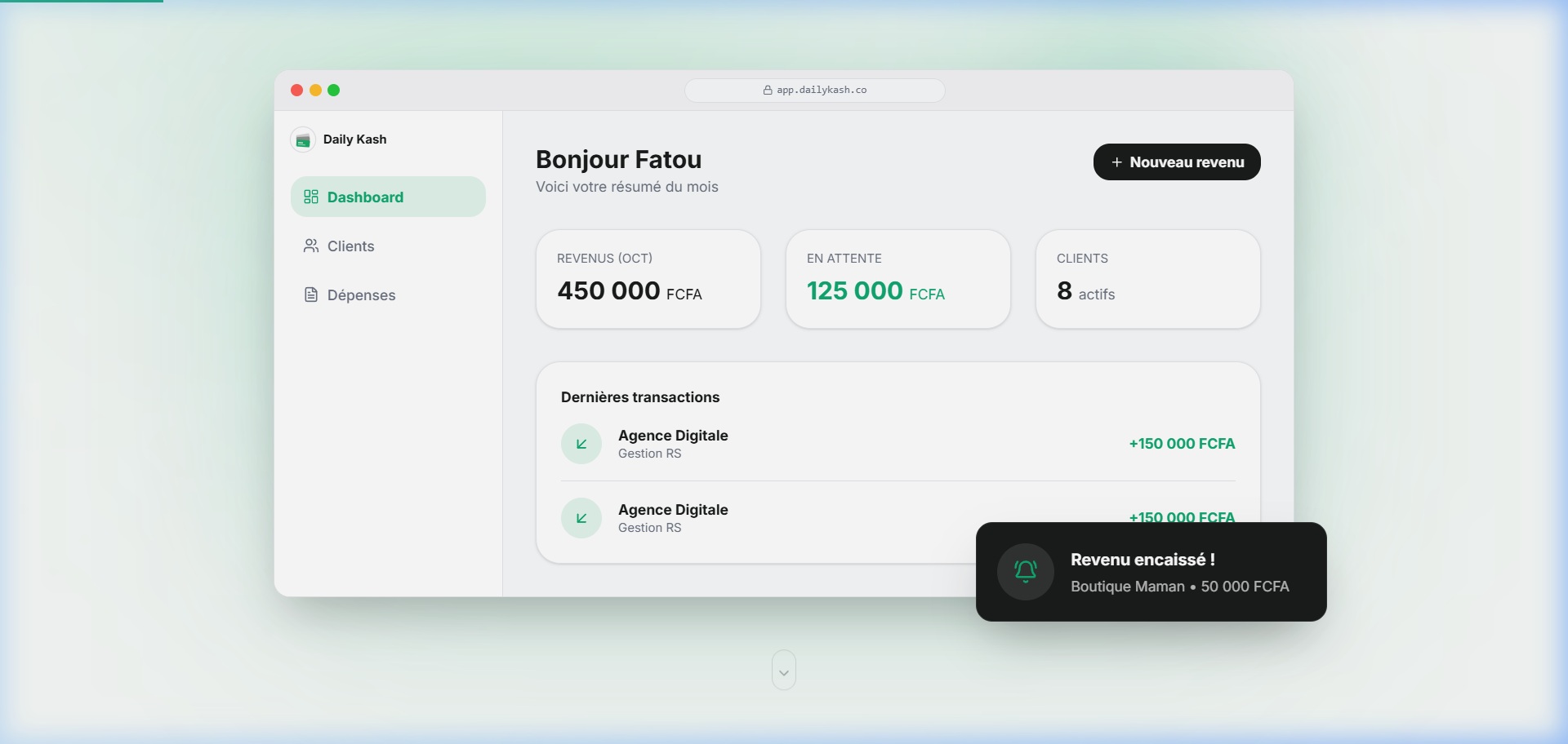 Interface DailyKash